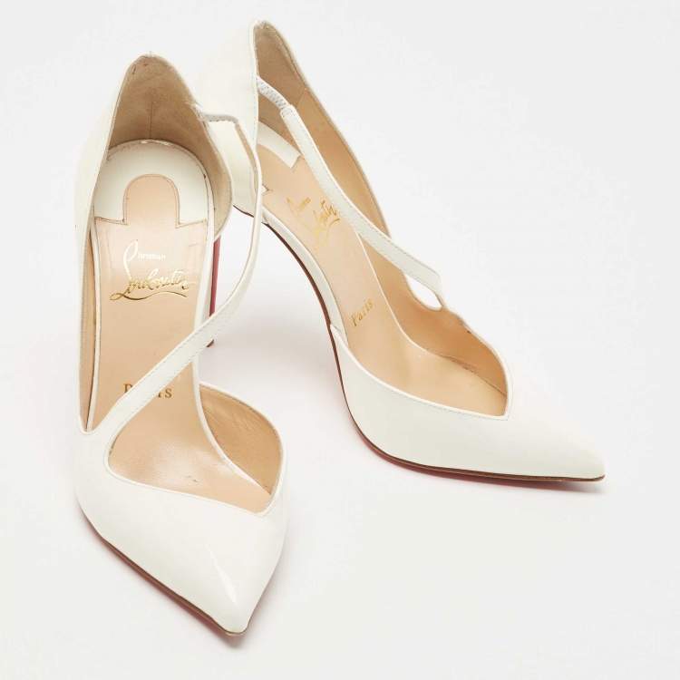 Pre Owned Christian Louboutin White Patent Jumping D-orsay Pumps Size 37