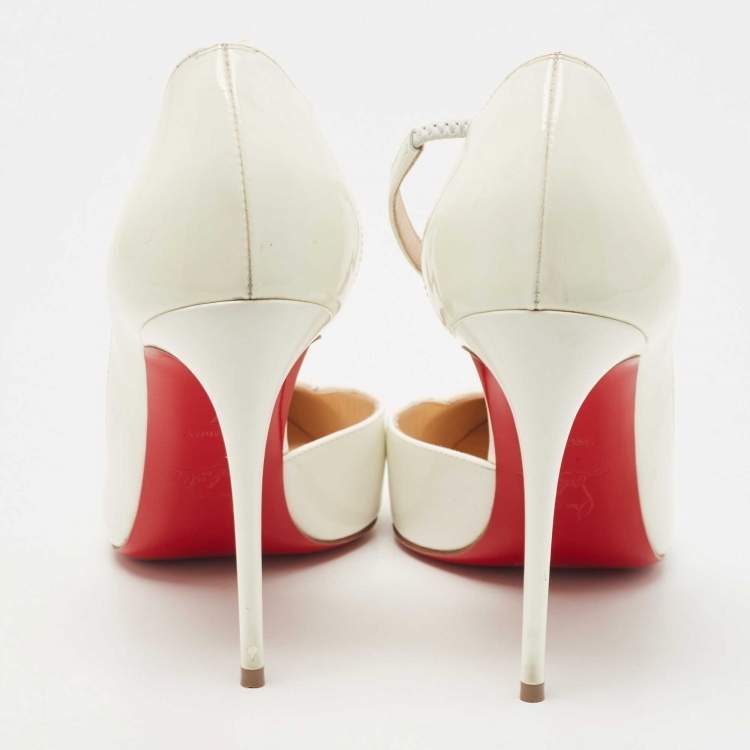 Pre Owned Christian Louboutin White Patent Jumping D-orsay Pumps Size 37