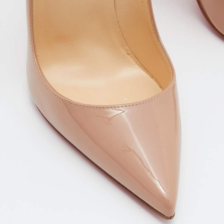Pre Owned Christian Louboutin Beige Patent Leather So Kate Pumps Size 36.5