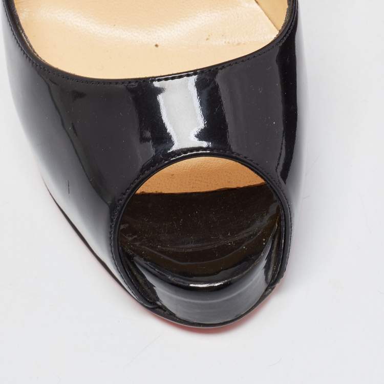 Pre Owned Christian Louboutin Black Patent Very Prive Pumps Size 39.5