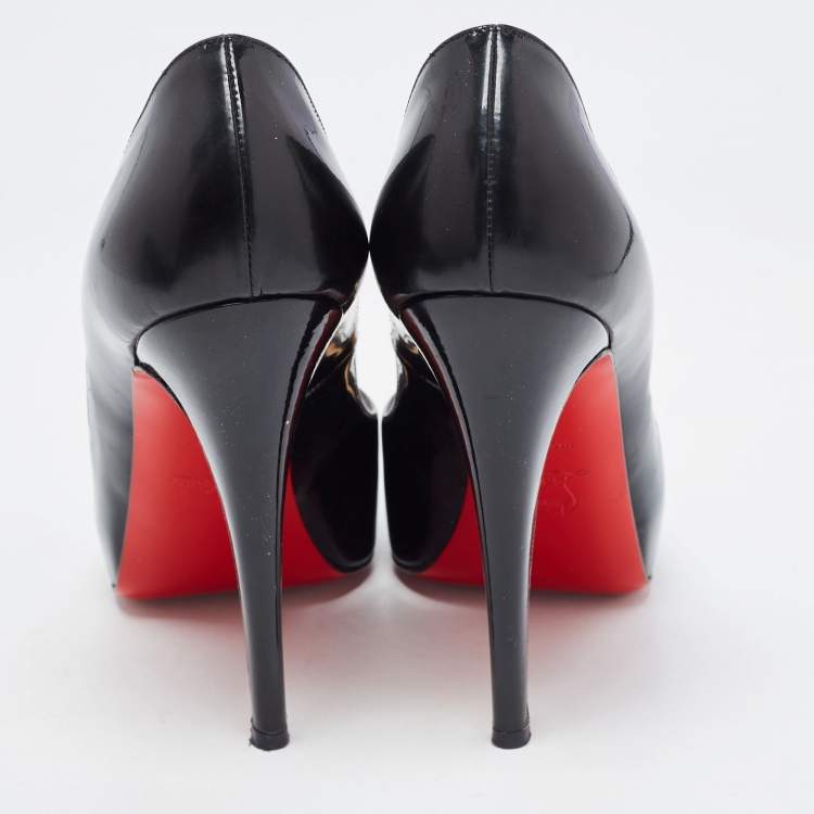 Pre Owned Christian Louboutin Black Patent Very Prive Pumps Size 39.5