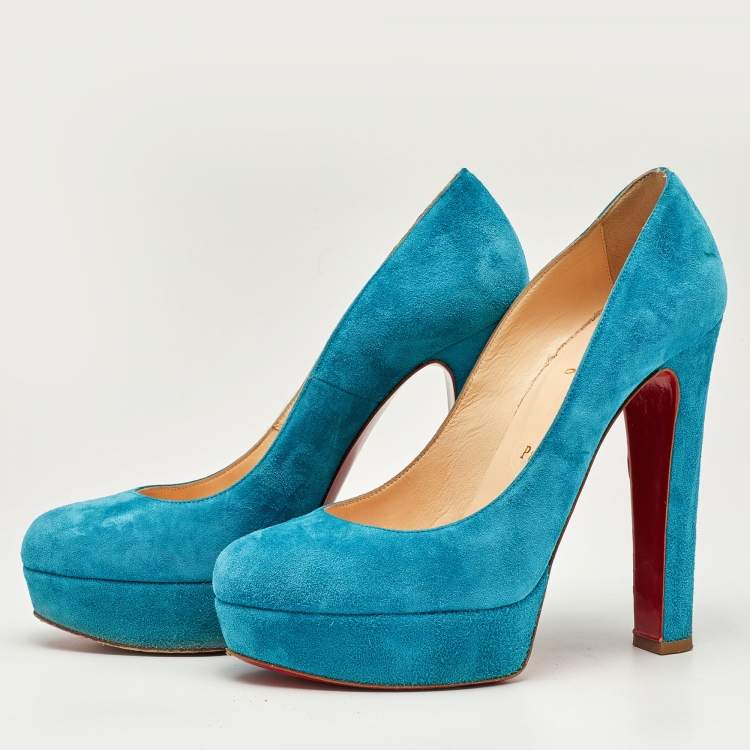 Christian louboutin blue suede on sale pumps