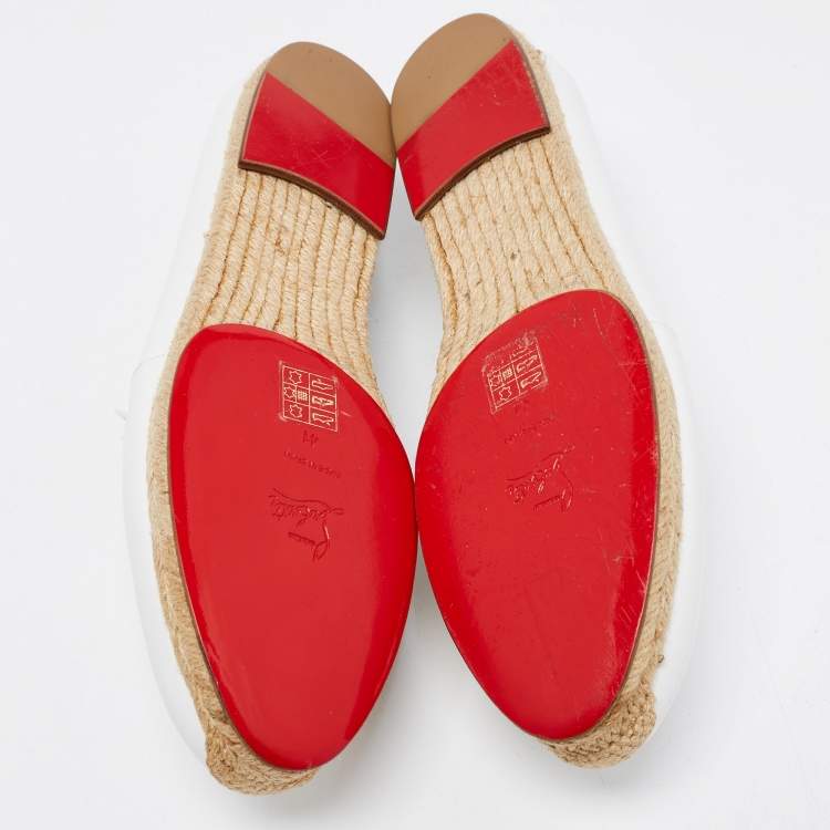 مملوكة مسبقًا Christian Louboutin White Leather Melides Espadrille Flats Size 41