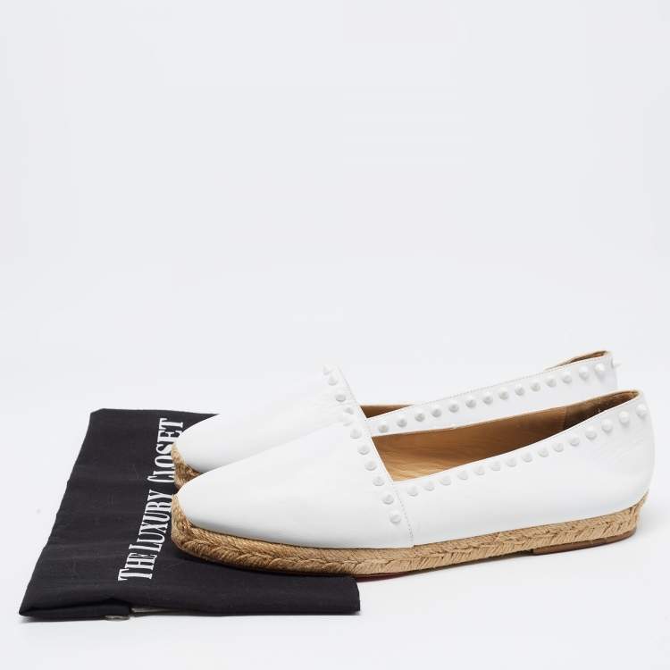مملوكة مسبقًا Christian Louboutin White Leather Melides Espadrille Flats Size 41