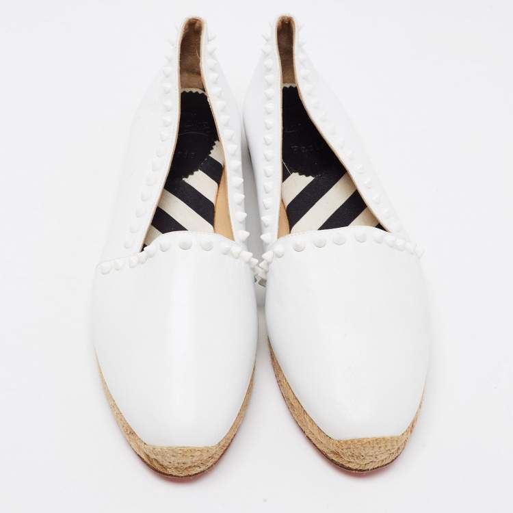 مملوكة مسبقًا Christian Louboutin White Leather Melides Espadrille Flats Size 41