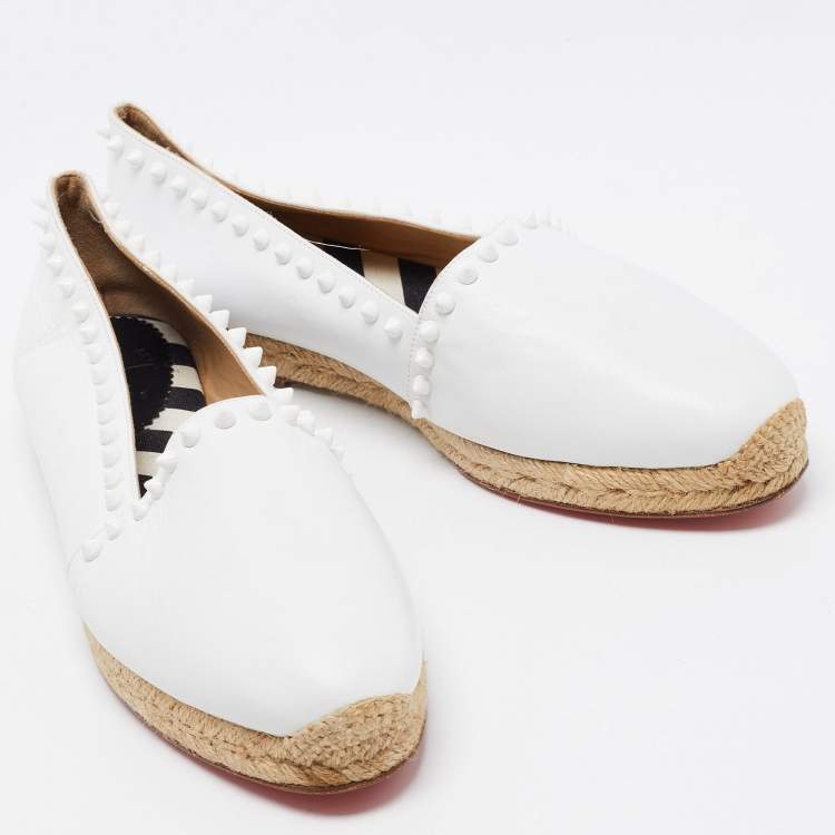 مملوكة مسبقًا Christian Louboutin White Leather Melides Espadrille Flats Size 41