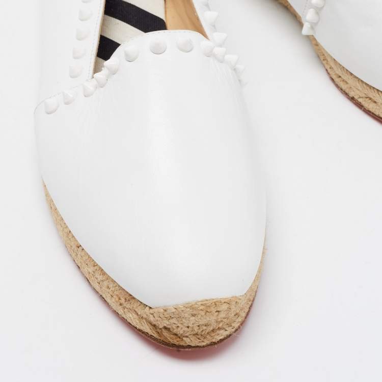 مملوكة مسبقًا Christian Louboutin White Leather Melides Espadrille Flats Size 41