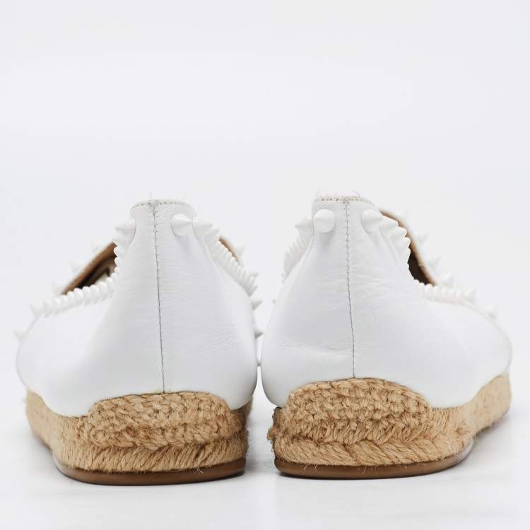 مملوكة مسبقًا Christian Louboutin White Leather Melides Espadrille Flats Size 41