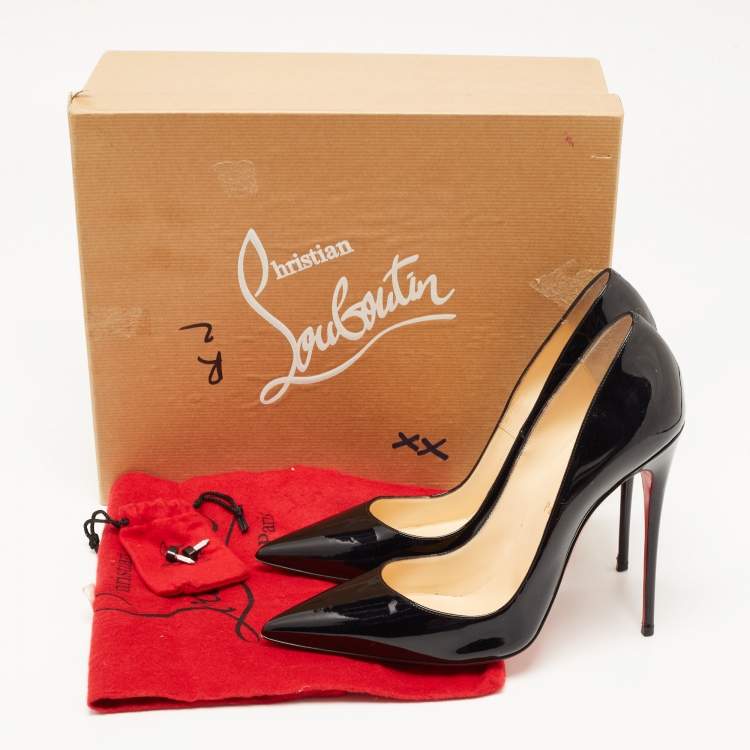Pre Owned Christian Louboutin Black Patent Leather So Kate Pointed Toe Pumps Size 40