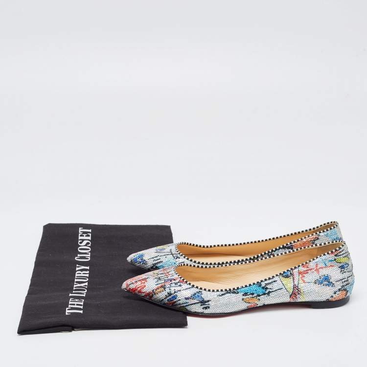Pre Owned Christian Louboutin Multicolor Sequins Ballet Flats Size 36