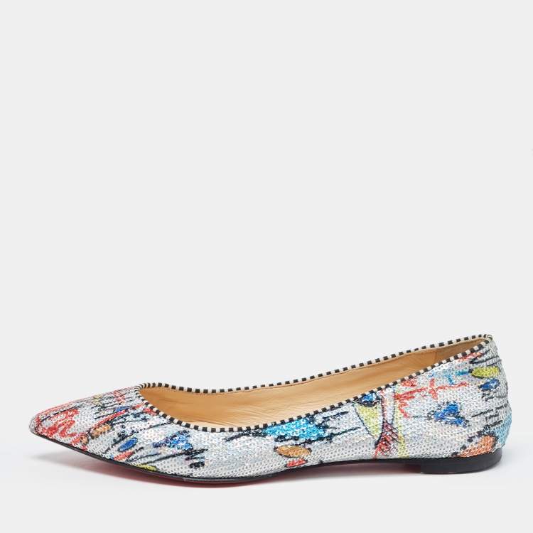 Pre Owned Christian Louboutin Multicolor Sequins Ballet Flats Size 36