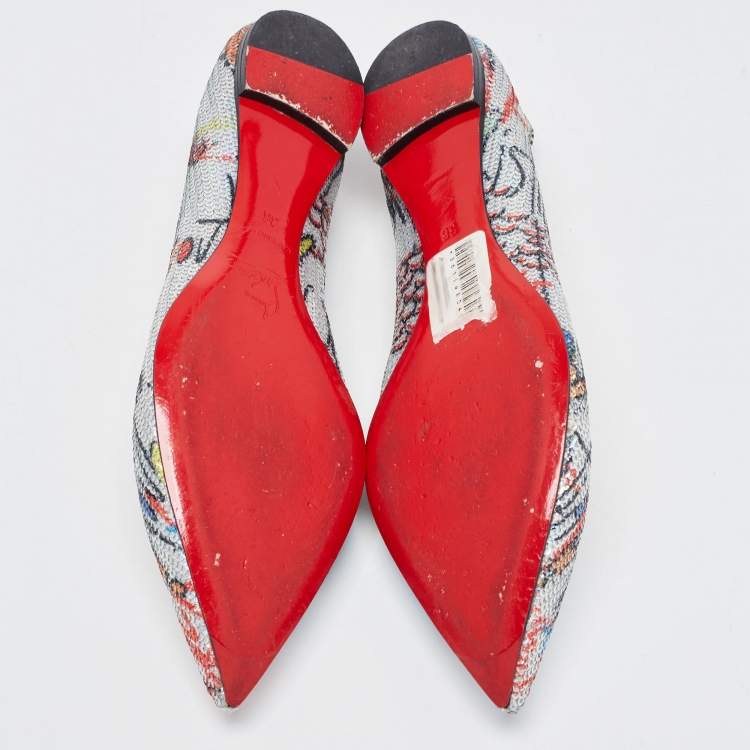 Pre Owned Christian Louboutin Multicolor Sequins Ballet Flats Size 36
