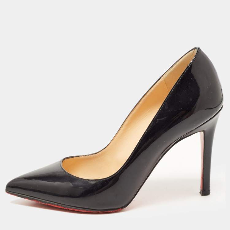 Pre Owned Christian Louboutin Black Patent Leather Pigalle Pumps Size 34.5