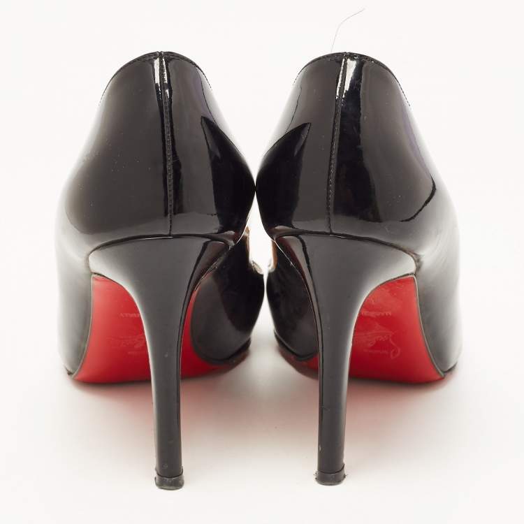 Pre Owned Christian Louboutin Black Patent Leather Pigalle Pumps Size 34.5