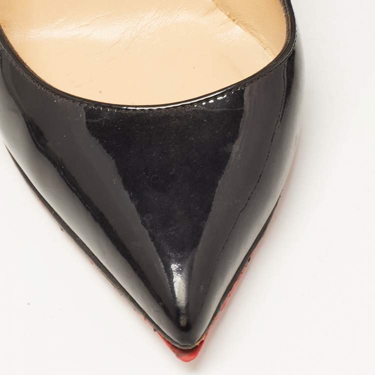 Pre Owned Christian Louboutin Black Patent Leather Pigalle Pumps Size 34.5