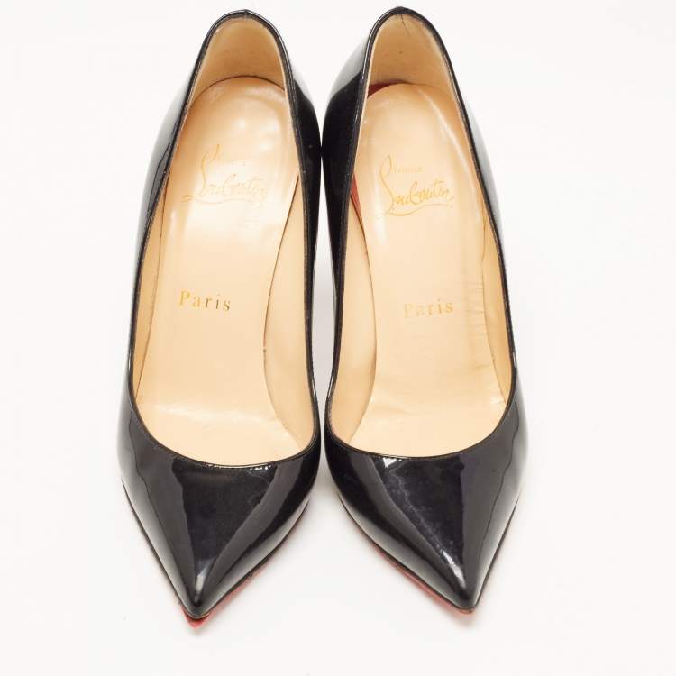 Pre Owned Christian Louboutin Black Patent Leather Pigalle Pumps Size 34.5
