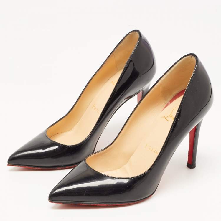 Pre Owned Christian Louboutin Black Patent Leather Pigalle Pumps Size 34.5