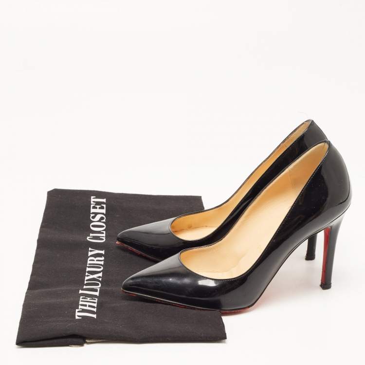 Pre Owned Christian Louboutin Black Patent Leather Pigalle Pumps Size 34.5