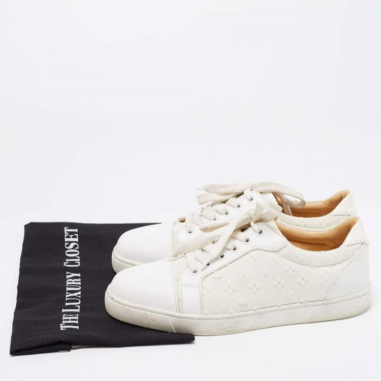 Pre Owned Christian Louboutin White Fabric and Leather Vieira Orlato Sneakers Size 40