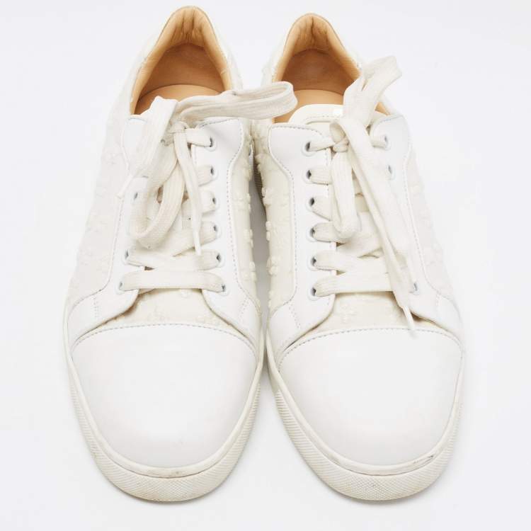 Pre Owned Christian Louboutin White Fabric and Leather Vieira Orlato Sneakers Size 40