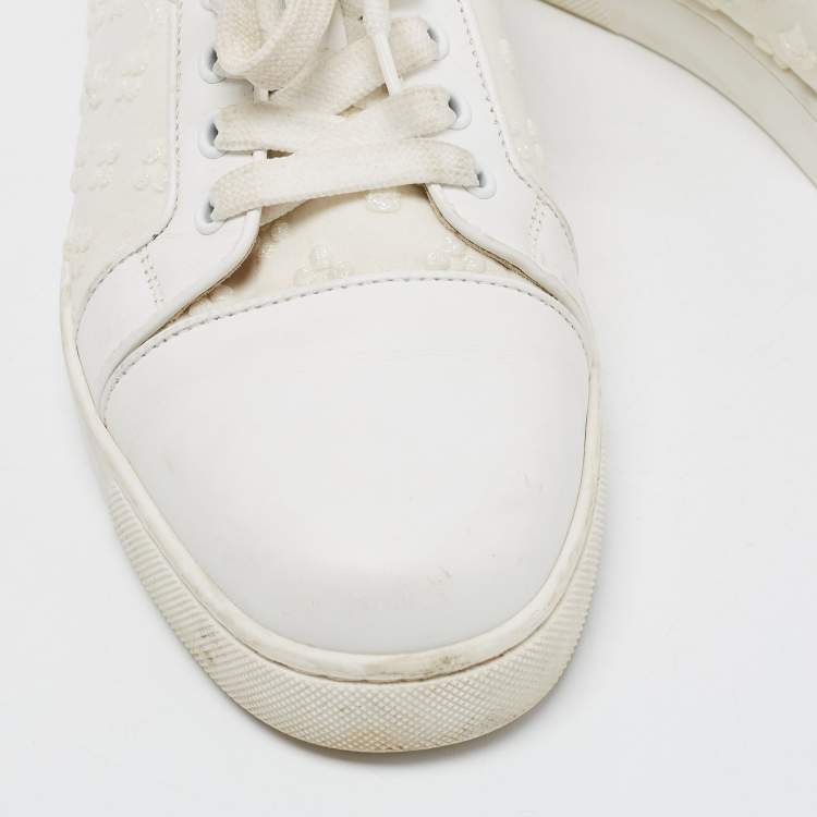 Pre Owned Christian Louboutin White Fabric and Leather Vieira Orlato Sneakers Size 40