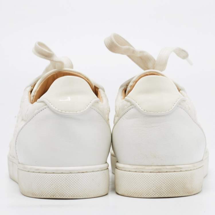 Pre Owned Christian Louboutin White Fabric and Leather Vieira Orlato Sneakers Size 40