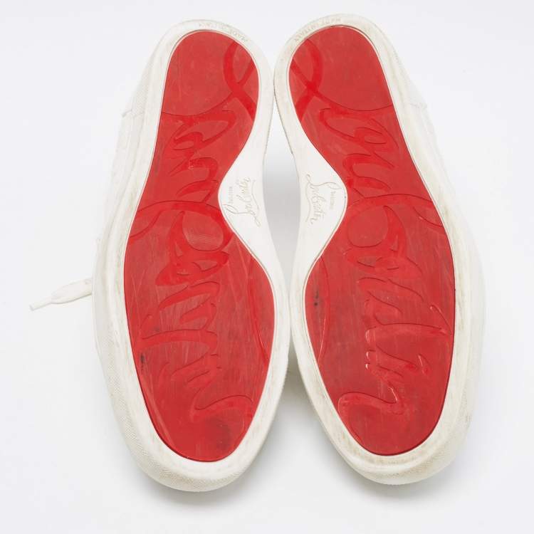 Pre Owned Christian Louboutin White Fabric and Leather Vieira Orlato Sneakers Size 40