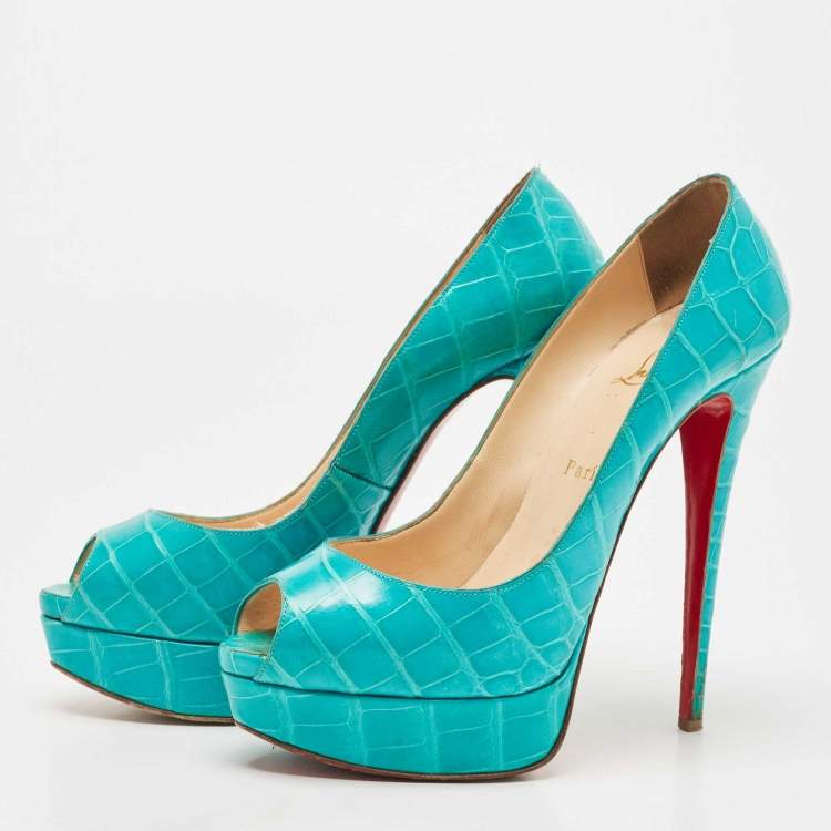 Turquoise christian sale louboutin heels