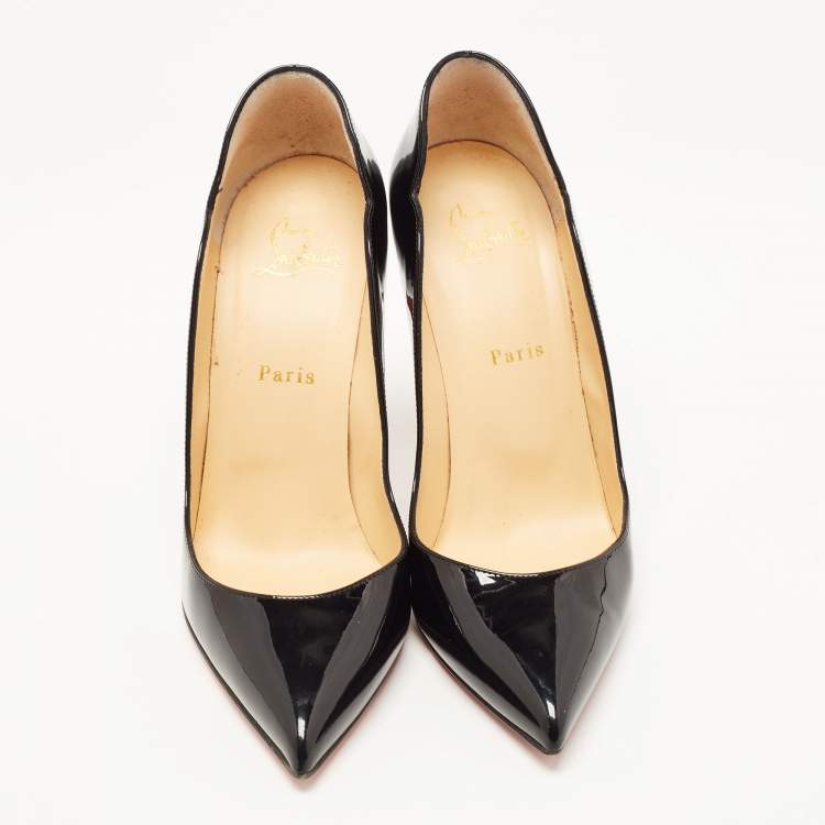 Pre Owned Christian Louboutin Black Patent Hot Chick Pumps Size 39.5