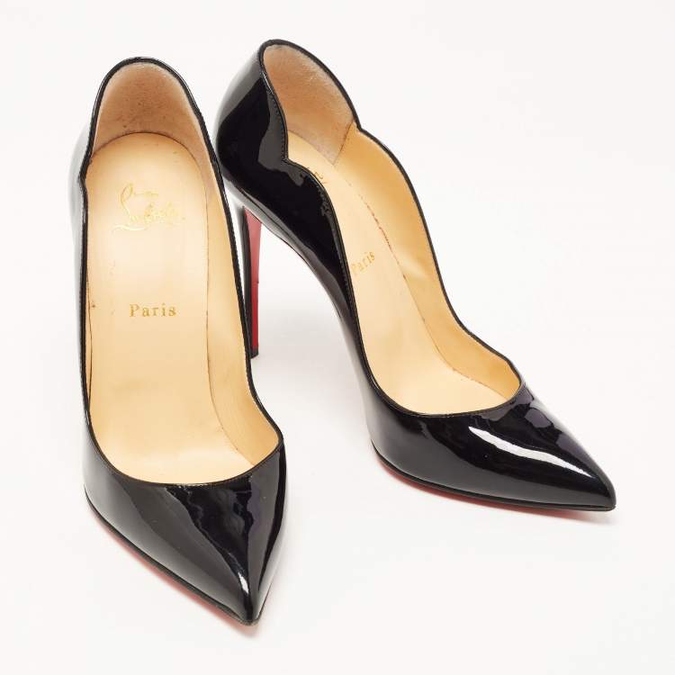 Pre Owned Christian Louboutin Black Patent Hot Chick Pumps Size 39.5