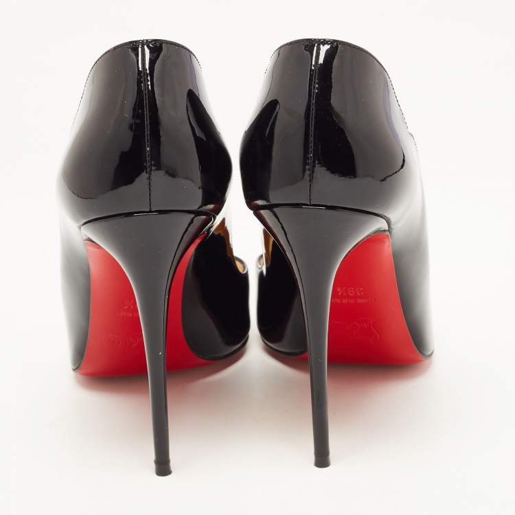 Pre Owned Christian Louboutin Black Patent Hot Chick Pumps Size 39.5