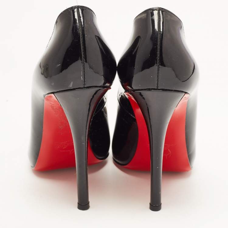 Pre Owned Christian Louboutin Black Patent Very Prive Pumps Size 38