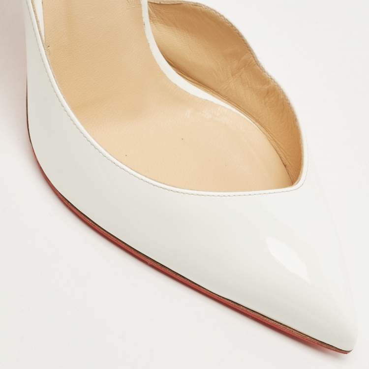 Pre Owned Christian Louboutin White Patent Leather Dalida Pumps Size 40