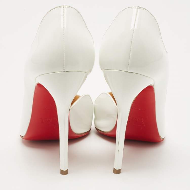 Pre Owned Christian Louboutin White Patent Leather Dalida Pumps Size 40