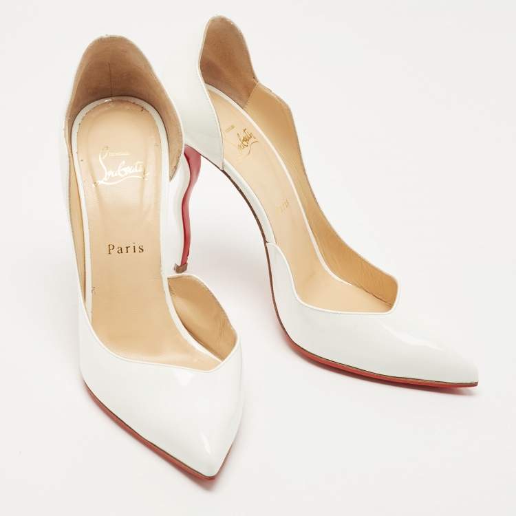 Pre Owned Christian Louboutin White Patent Leather Dalida Pumps Size 40
