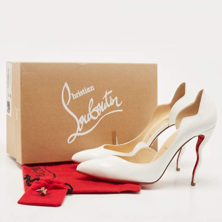 Pre Owned Christian Louboutin White Patent Leather Dalida Pumps Size 40