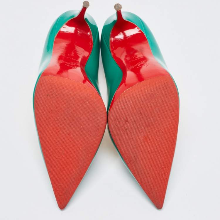 مملوكة مسبقًا Christian Louboutin Green Patent Leather So Kate Pointed Toe Pumps Size 40