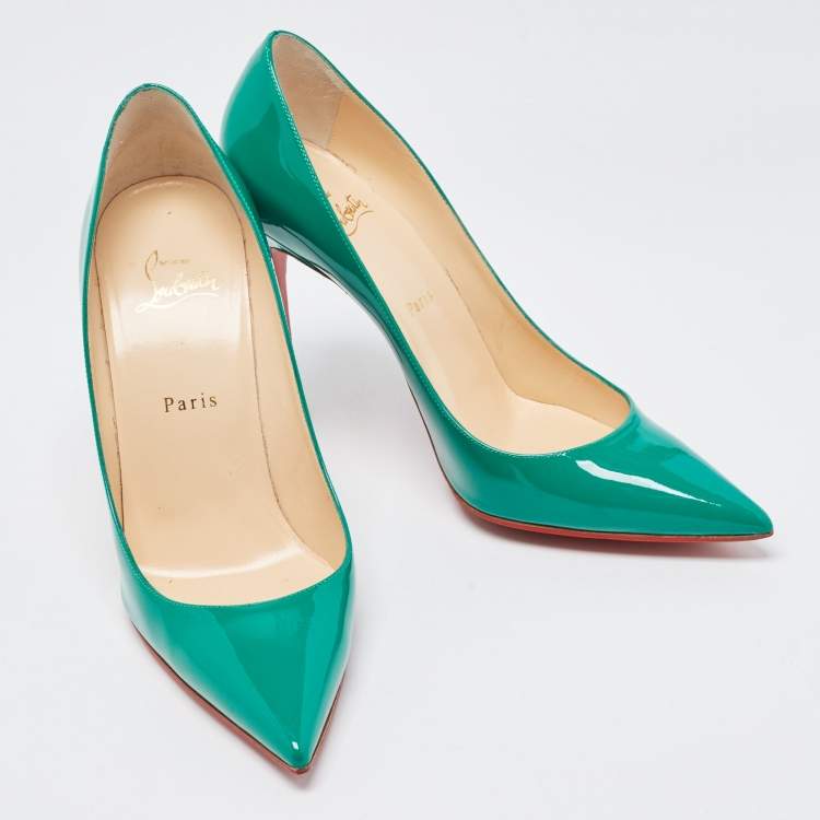 مملوكة مسبقًا Christian Louboutin Green Patent Leather So Kate Pointed Toe Pumps Size 40