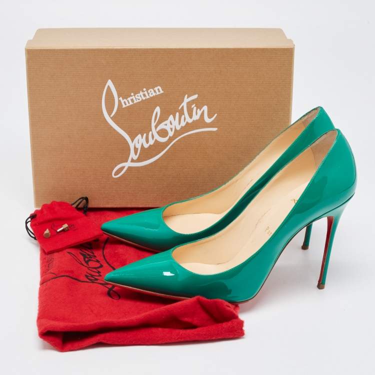مملوكة مسبقًا Christian Louboutin Green Patent Leather So Kate Pointed Toe Pumps Size 40