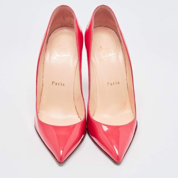 Pre Owned Christian Louboutin Pink Patent Leather Pigalle Follies Pumps Size 37