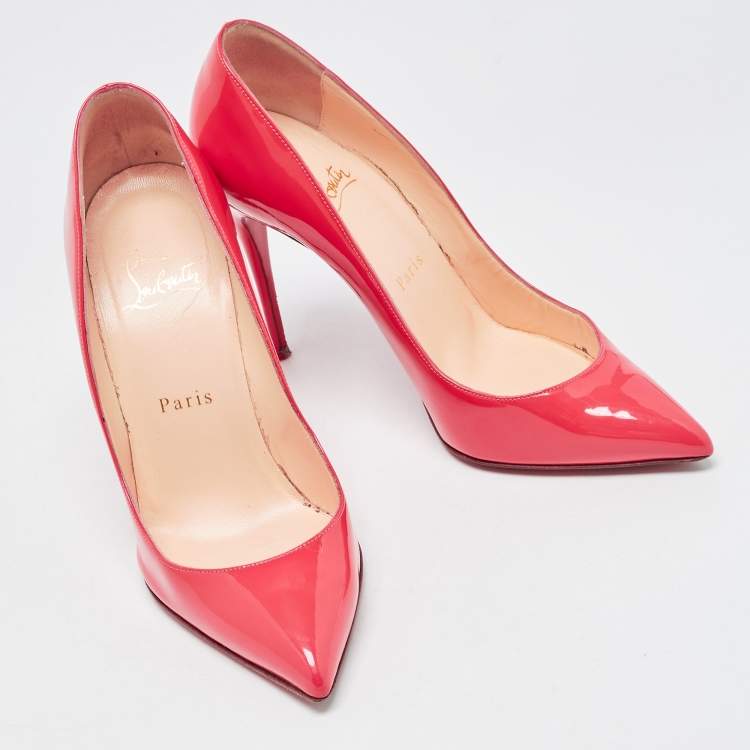 Pre Owned Christian Louboutin Pink Patent Leather Pigalle Follies Pumps Size 37