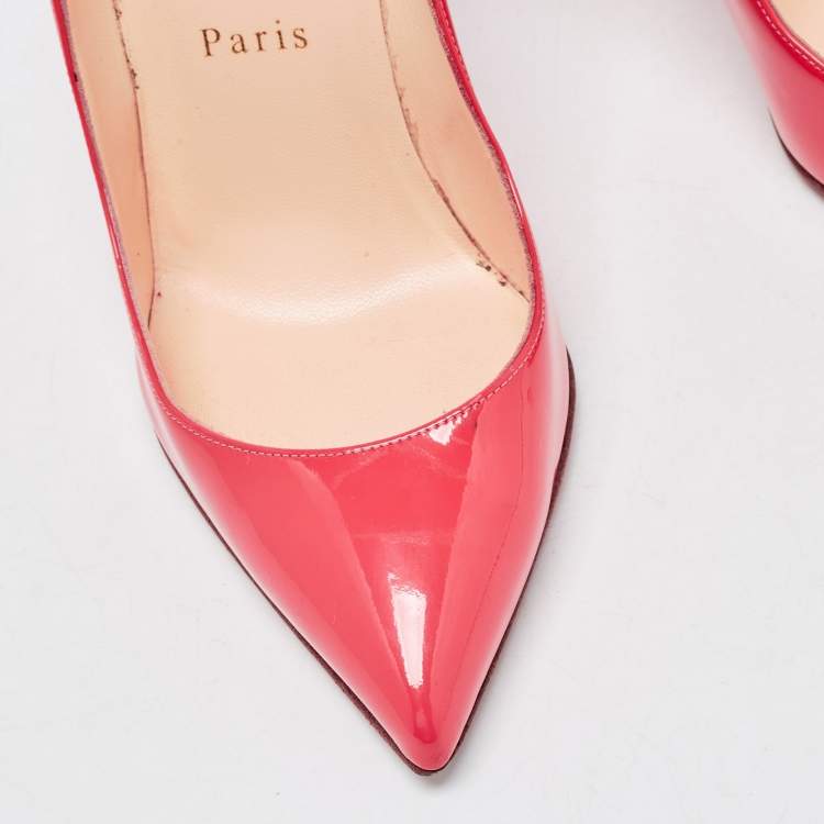 Pre Owned Christian Louboutin Pink Patent Leather Pigalle Follies Pumps Size 37
