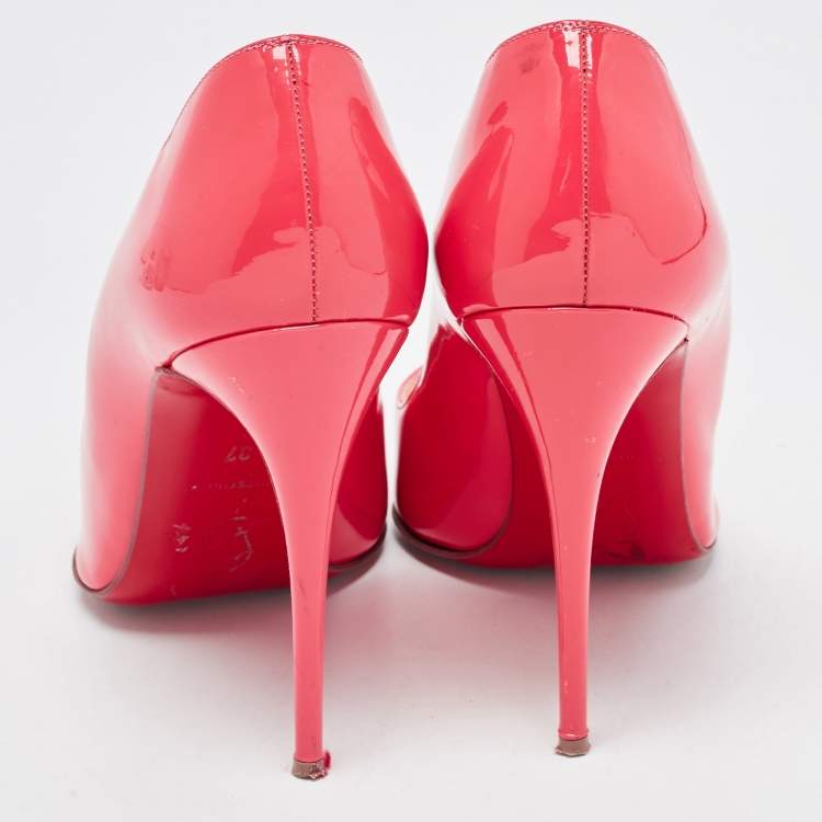 Pre Owned Christian Louboutin Pink Patent Leather Pigalle Follies Pumps Size 37