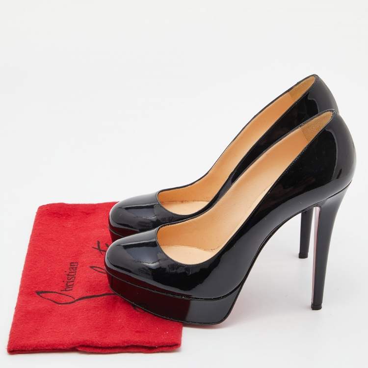 مملوكة مسبقًا Christian Louboutin Black Patent Leather Bianca Platform Pumps Size 39.5