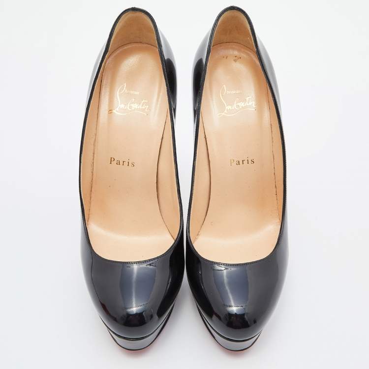 مملوكة مسبقًا Christian Louboutin Black Patent Leather Bianca Platform Pumps Size 39.5