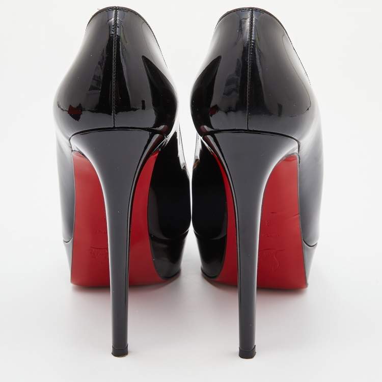 مملوكة مسبقًا Christian Louboutin Black Patent Leather Bianca Platform Pumps Size 39.5