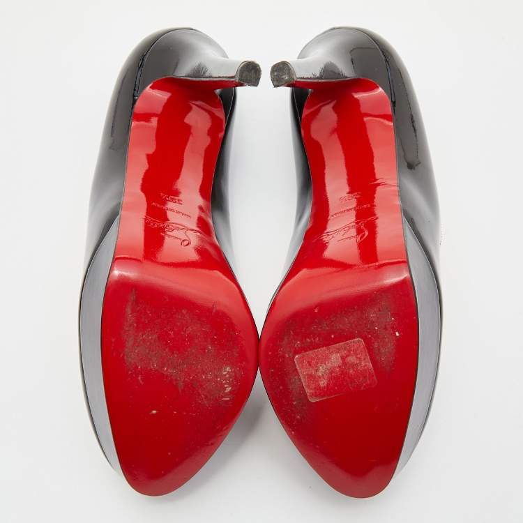 مملوكة مسبقًا Christian Louboutin Black Patent Leather Bianca Platform Pumps Size 39.5