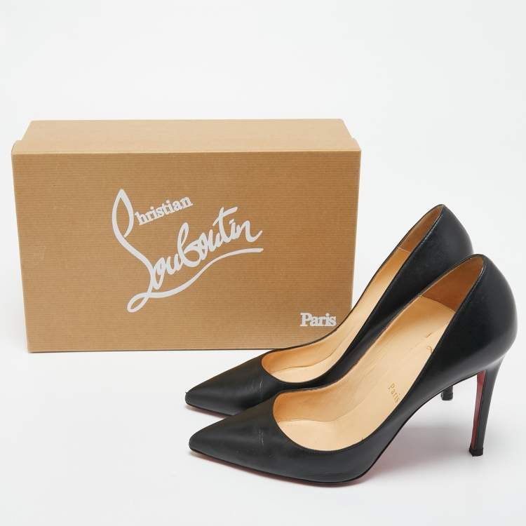 Pre Owned Christian Louboutin Black Leather Pigalle Pointed Toe Pumps Size 39