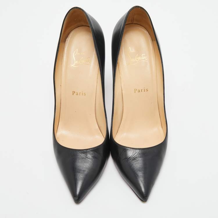 Pre Owned Christian Louboutin Black Leather Pigalle Pointed Toe Pumps Size 39
