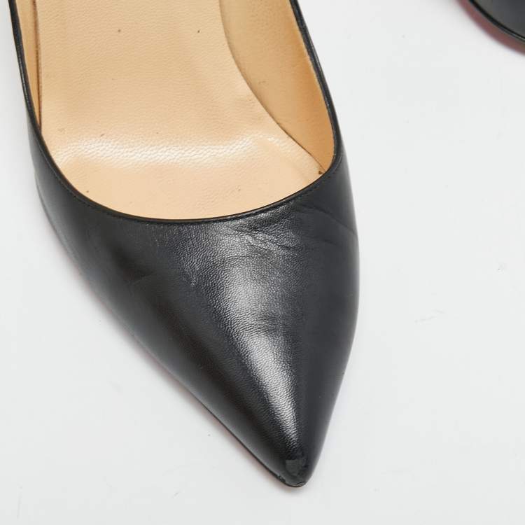 Pre Owned Christian Louboutin Black Leather Pigalle Pointed Toe Pumps Size 39